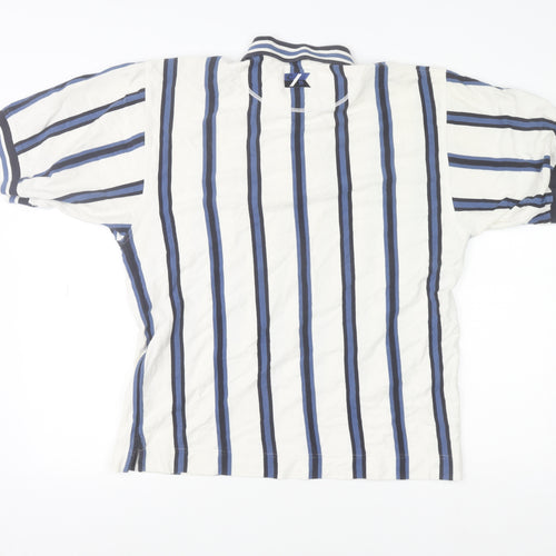 Cutter & Buck Men's White Striped Cotton Polo Shirt Size S Vintage Golf Style