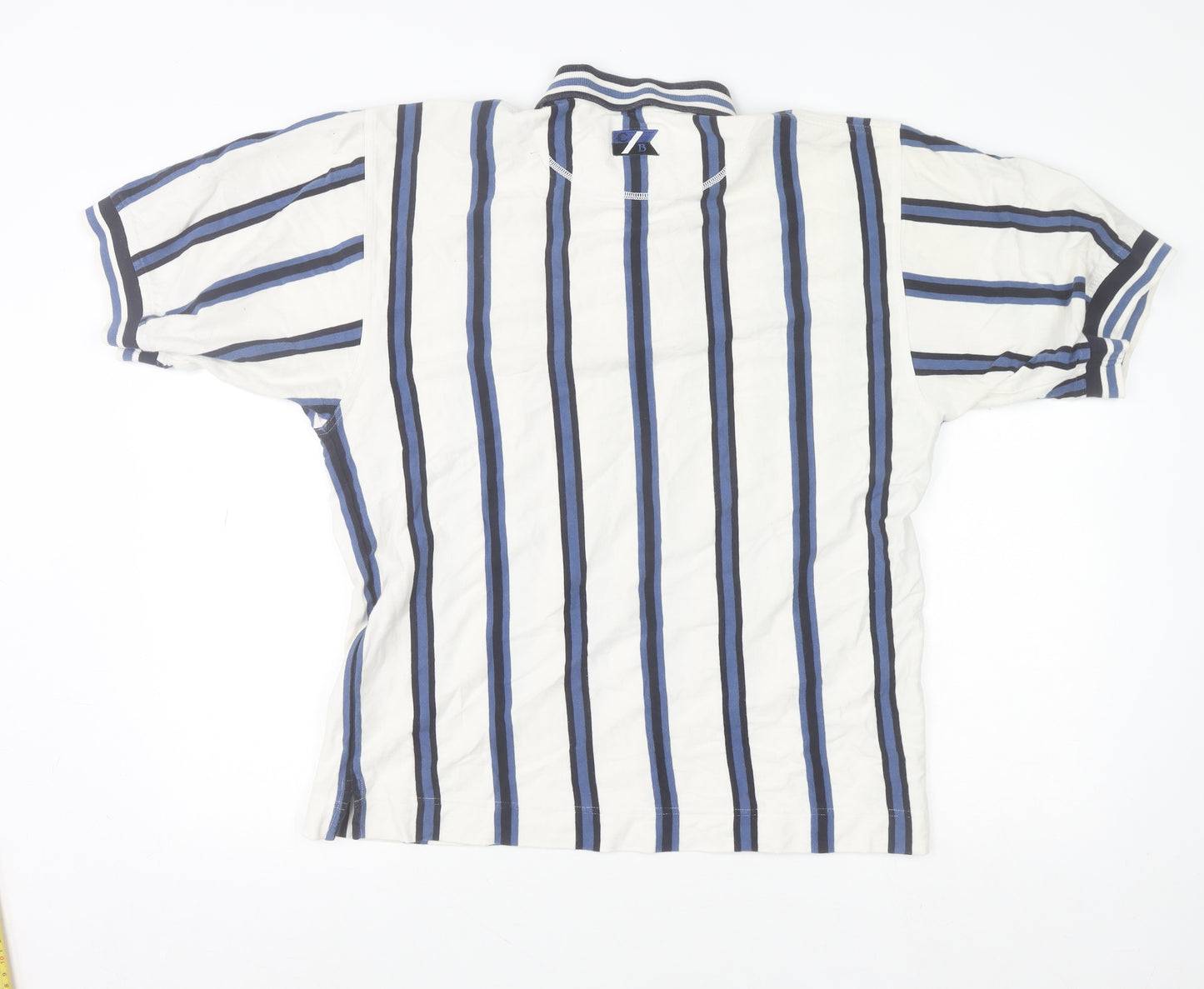 Cutter & Buck Men's White Striped Cotton Polo Shirt Size S Vintage Golf Style