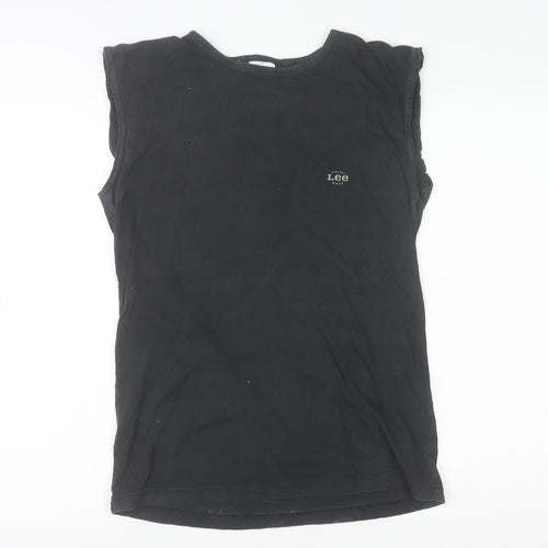 Lee Mens Black Sleeveless Crew Neck Vintage Cotton T-Shirt M