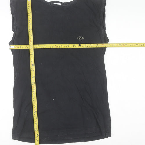 Lee Mens Black Sleeveless Crew Neck Vintage Cotton T-Shirt M