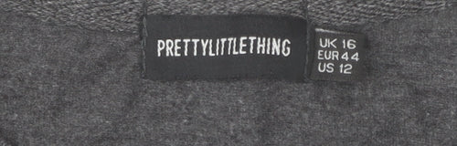 PrettyLittleThing Women’s Grey Pullover Sweatshirt UK 16 Cotton Blend