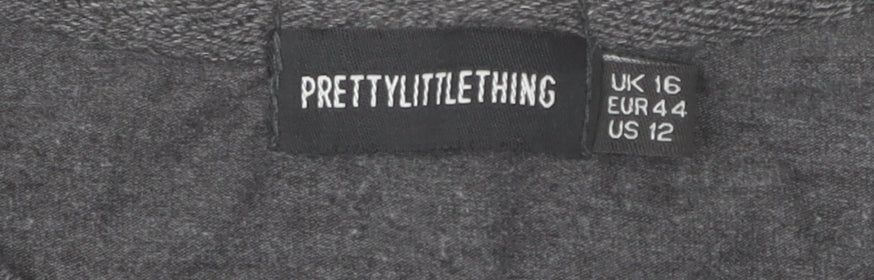 PrettyLittleThing Women’s Grey Pullover Sweatshirt UK 16 Cotton Blend