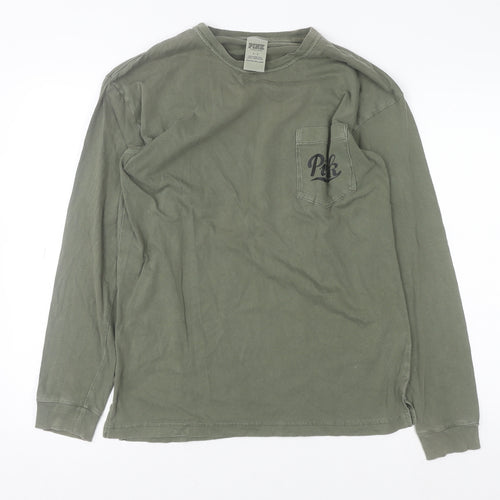 Victoria's Secret Pink Unisex Green Long Sleeve Pullover Sweatshirt S