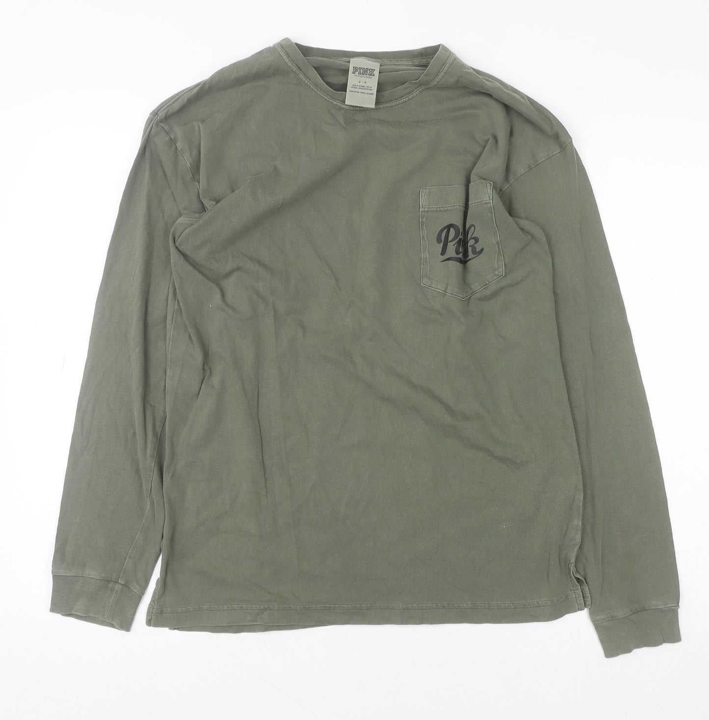 Victoria's Secret Pink Unisex Green Long Sleeve Pullover Sweatshirt S