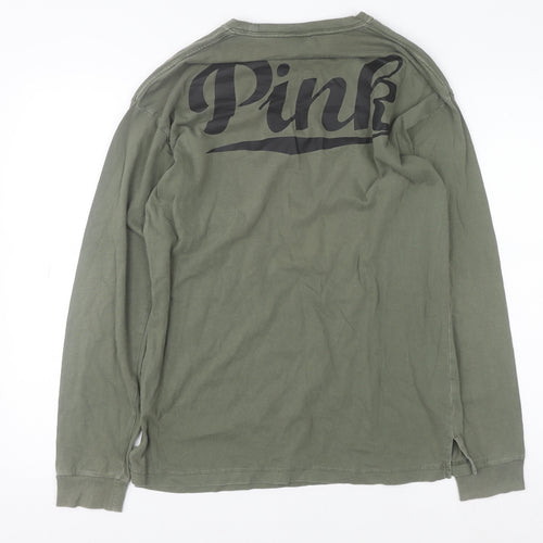 Victoria's Secret Pink Unisex Green Long Sleeve Pullover Sweatshirt S