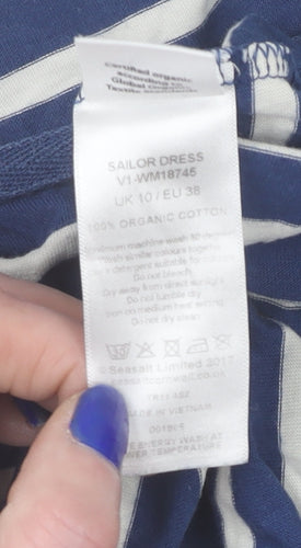 Seasalt Cornwall Women Blue Striped T-Shirt Dress Size 10