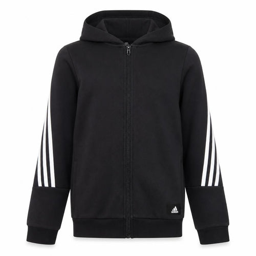 Adidas Boys Black Full Zip Hoodie 11-12 Years Sports Hooded Sweatshirt