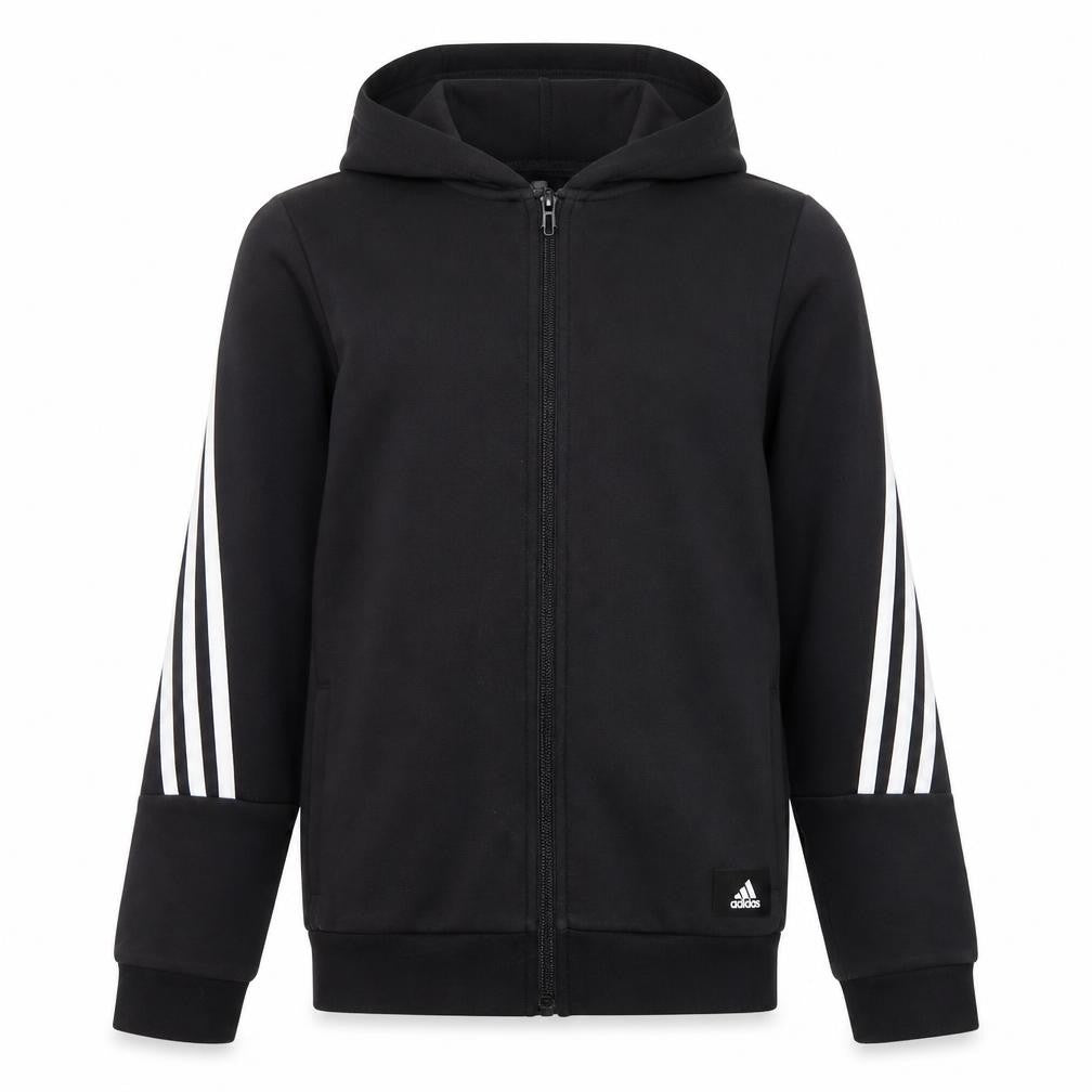 Adidas Boys Black Full Zip Hoodie 11-12 Years Sports Hooded Sweatshirt
