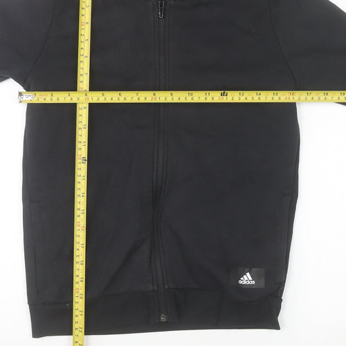 Adidas Boys Black Full Zip Hoodie 11-12 Years Sports Hooded Sweatshirt