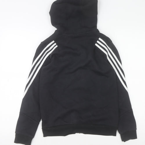 Adidas Boys Black Full Zip Hoodie 11-12 Years Sports Hooded Sweatshirt