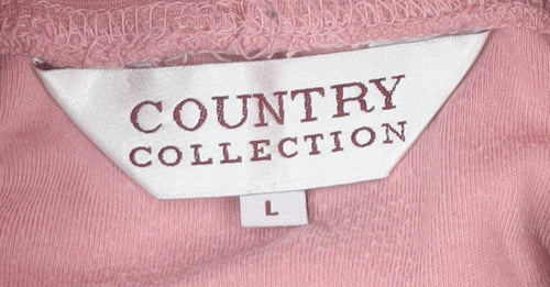 Country Collection Womens Pink Cotton Pullover Sweatshirt L