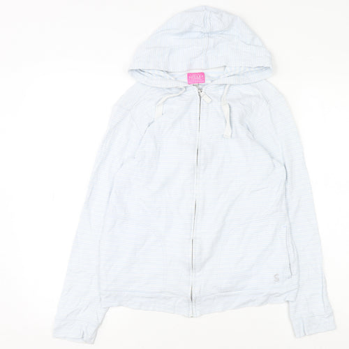 Joules Women's Blue Full Zip Hoodie UK 12 Lightweight Cotton Blend