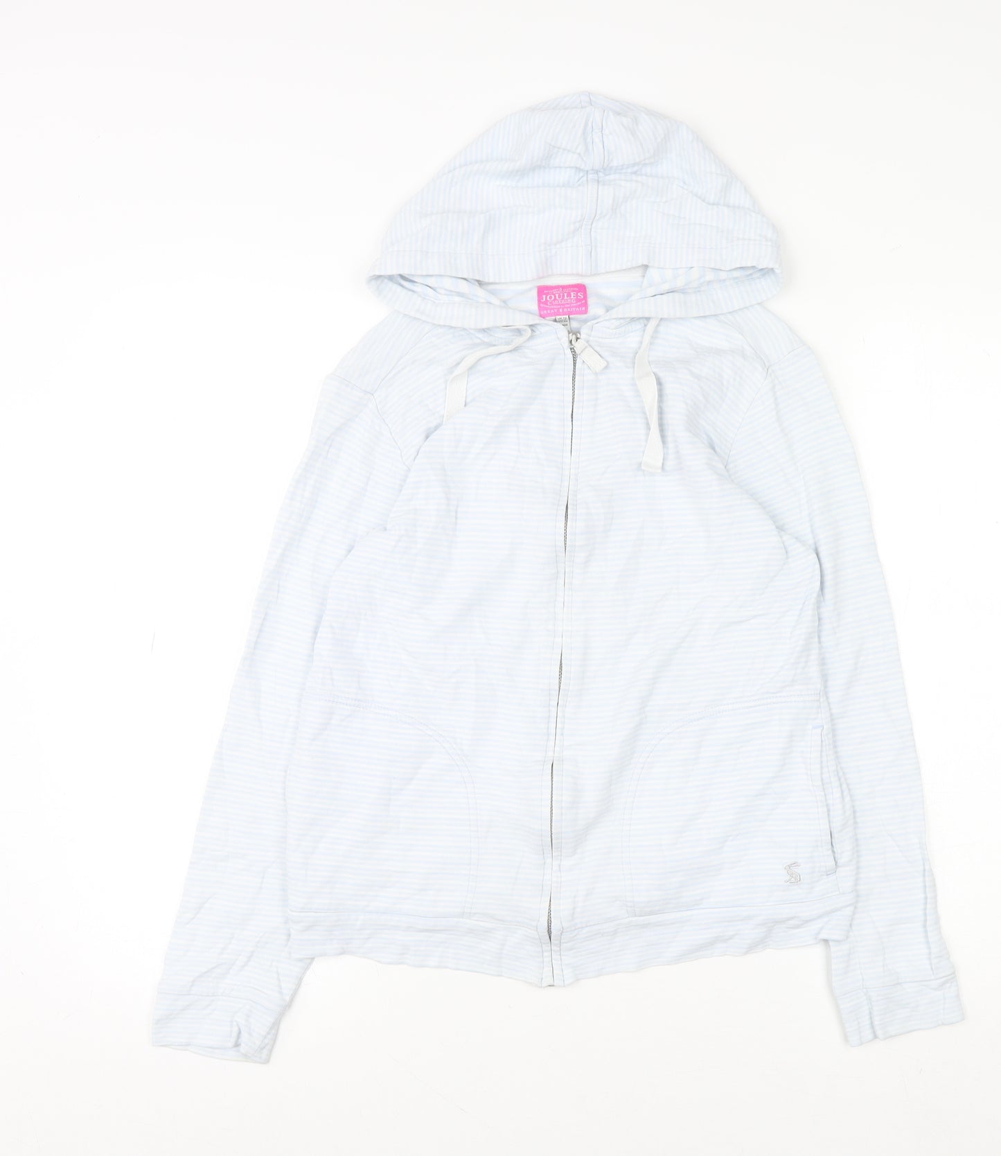 Joules Women's Blue Full Zip Hoodie UK 12 Lightweight Cotton Blend