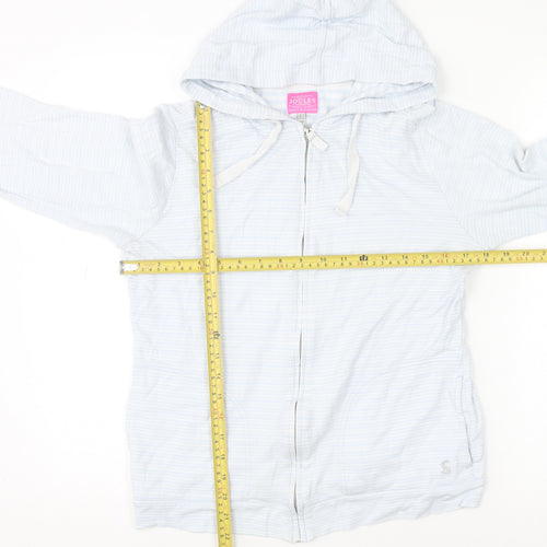 Joules Women's Blue Full Zip Hoodie UK 12 Lightweight Cotton Blend