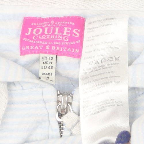 Joules Women's Blue Full Zip Hoodie UK 12 Lightweight Cotton Blend