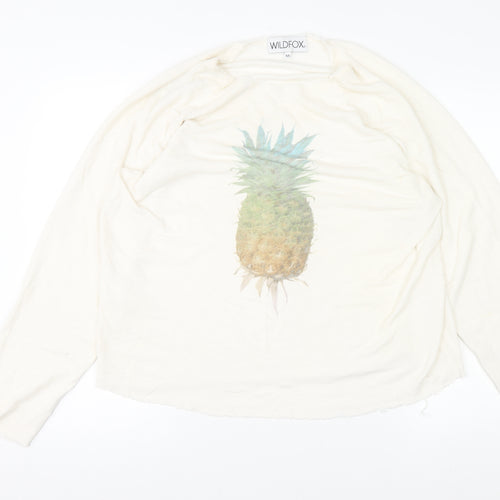 Wildfox Women’s Ivory Pineapple Graphic Pullover Jumper Size M