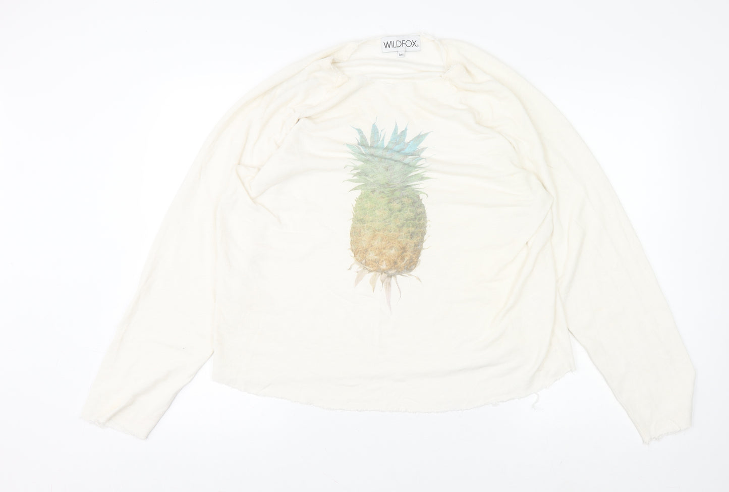 Wildfox Women’s Ivory Pineapple Graphic Pullover Jumper Size M