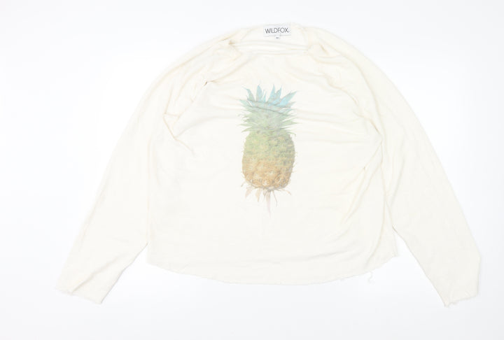 Wildfox Women’s Ivory Pineapple Graphic Pullover Jumper Size M