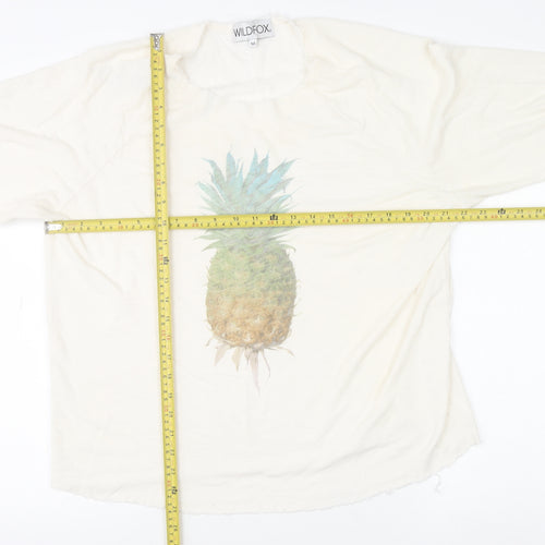 Wildfox Women’s Ivory Pineapple Graphic Pullover Jumper Size M