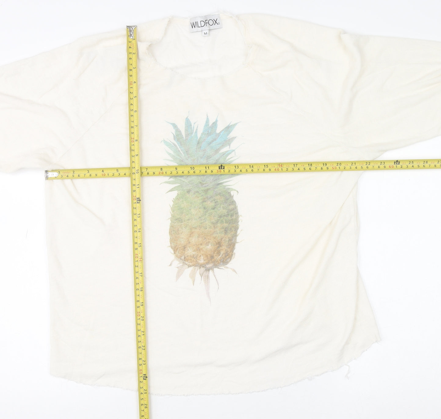 Wildfox Women’s Ivory Pineapple Graphic Pullover Jumper Size M