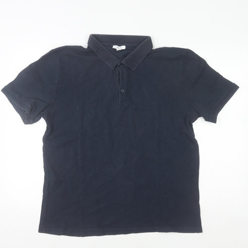 Reiss Men's Blue XL Cotton Polo Shirt Short Sleeve Casual Top