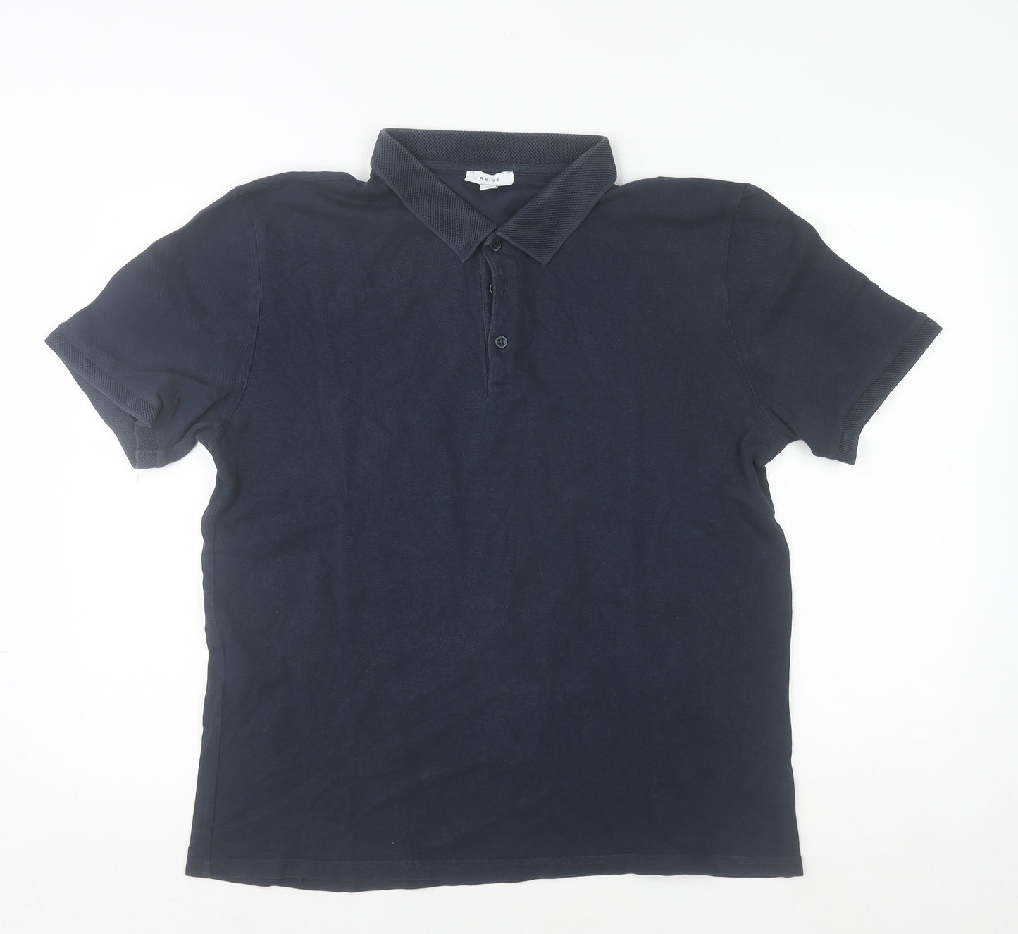 Reiss Men's Blue XL Cotton Polo Shirt Short Sleeve Casual Top