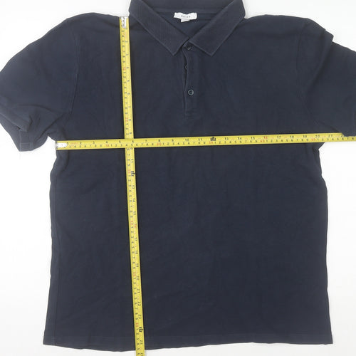 Reiss Men's Blue XL Cotton Polo Shirt Short Sleeve Casual Top
