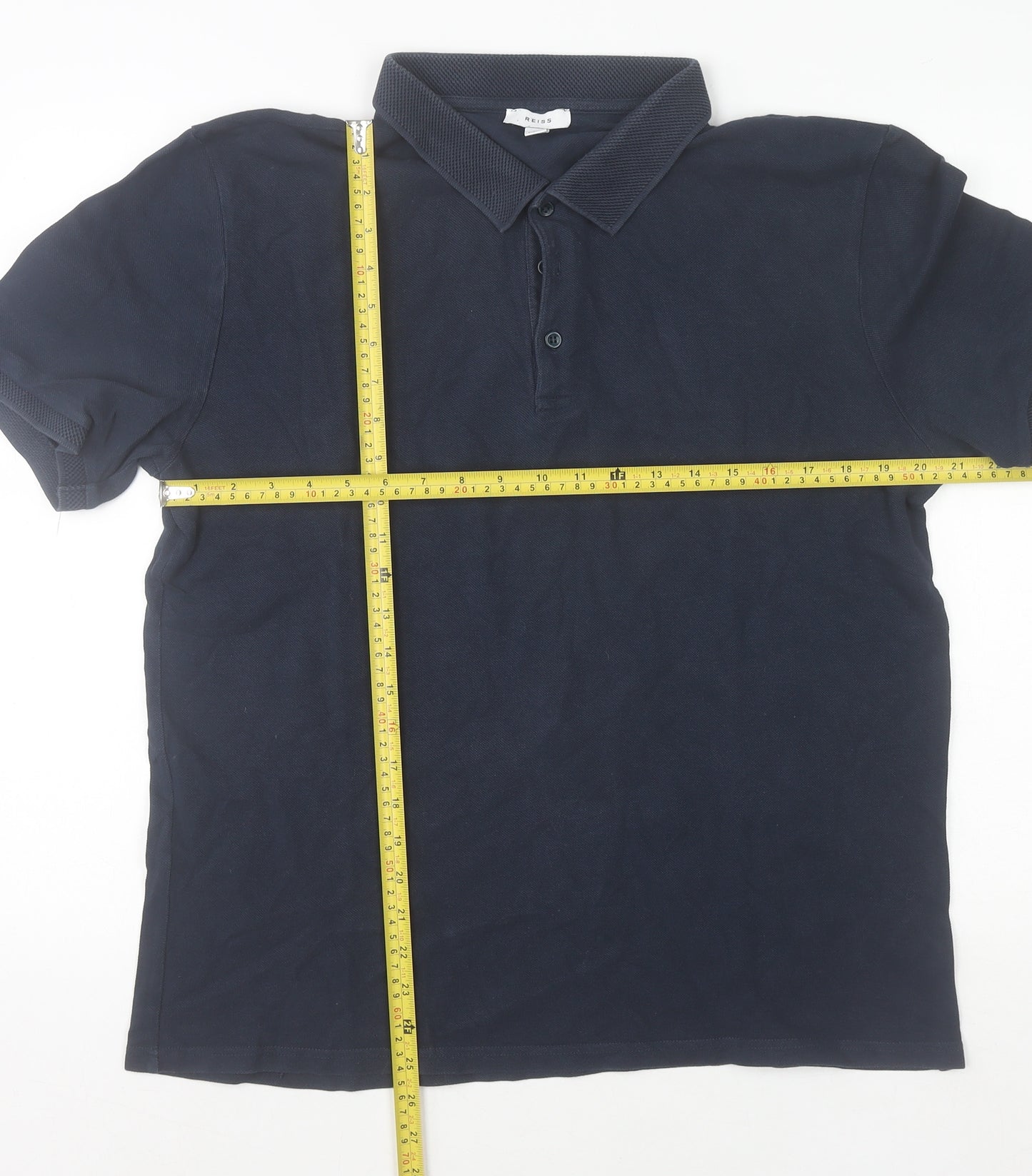 Reiss Men's Blue XL Cotton Polo Shirt Short Sleeve Casual Top