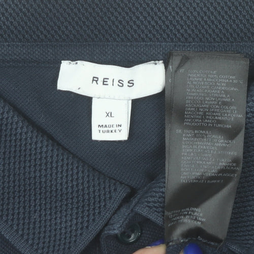 Reiss Men's Blue XL Cotton Polo Shirt Short Sleeve Casual Top