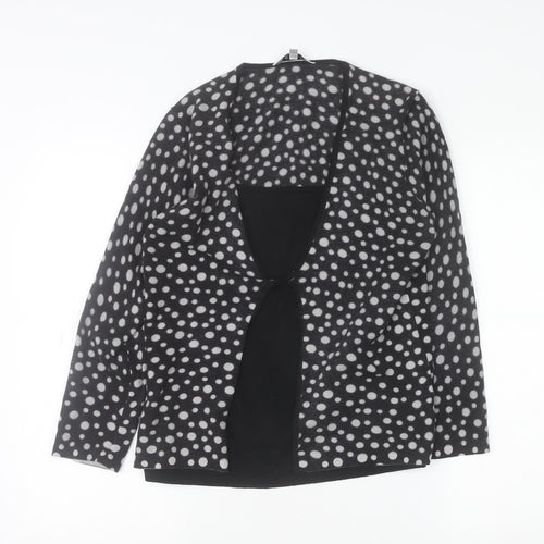 East Womens Black White Wool Polka Dot Open Cardigan Size 16