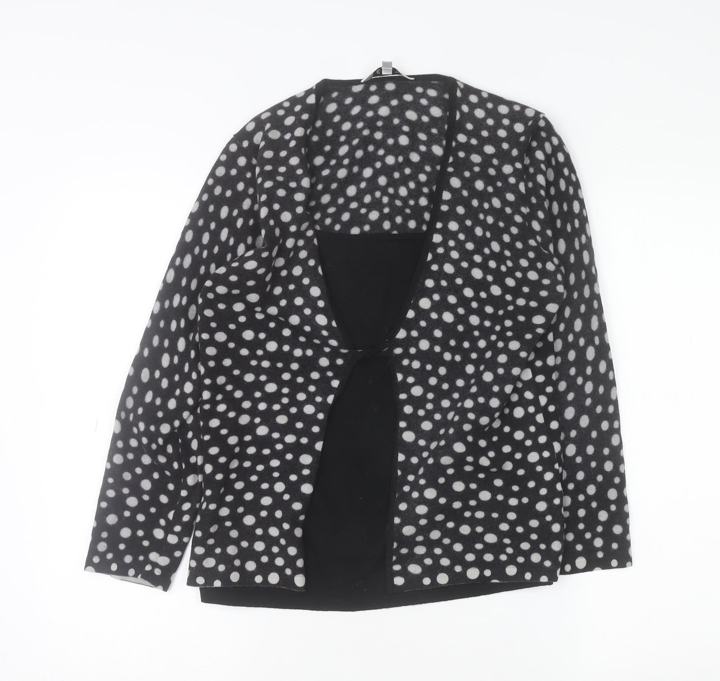 East Womens Black White Wool Polka Dot Open Cardigan Size 16