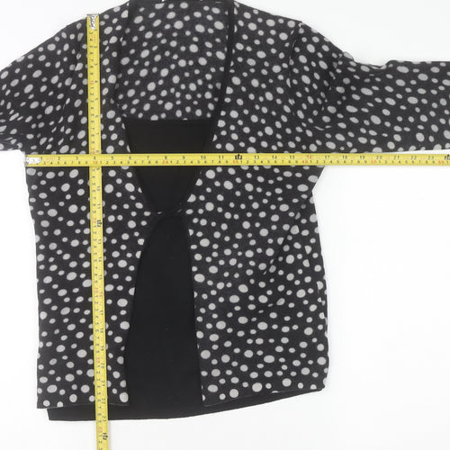 East Womens Black White Wool Polka Dot Open Cardigan Size 16