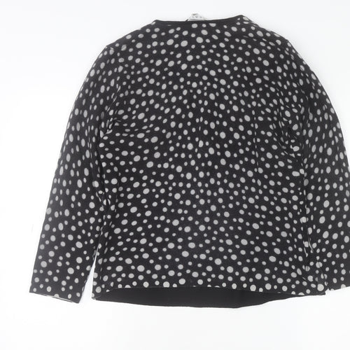 East Womens Black White Wool Polka Dot Open Cardigan Size 16