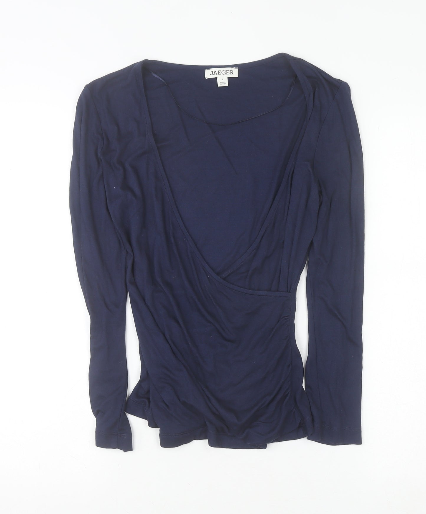 Jaeger Women’s Navy Wrap V-Neck Long Sleeve Blouse Size 8