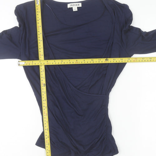 Jaeger Women’s Navy Wrap V-Neck Long Sleeve Blouse Size 8