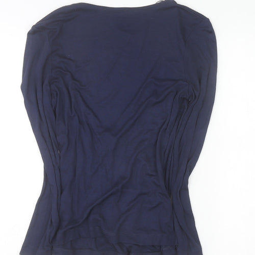 Jaeger Women’s Navy Wrap V-Neck Long Sleeve Blouse Size 8