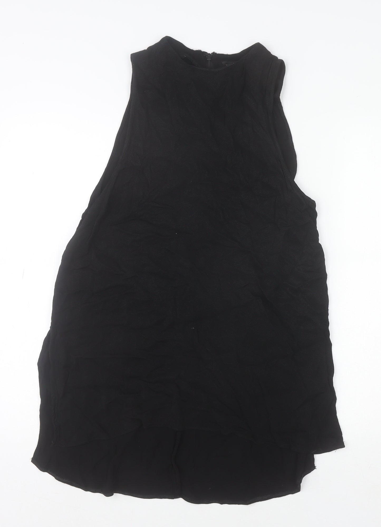 Topshop Women’s Black Hi-Low Sleeveless Shift Dress Size 10