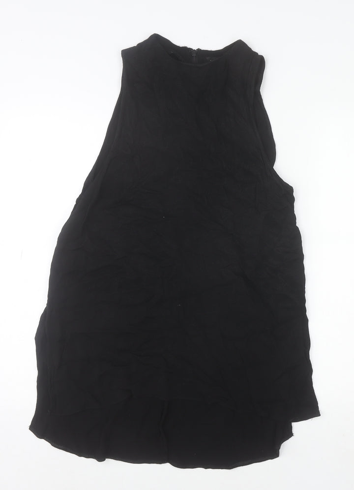 Topshop Women’s Black Hi-Low Sleeveless Shift Dress Size 10
