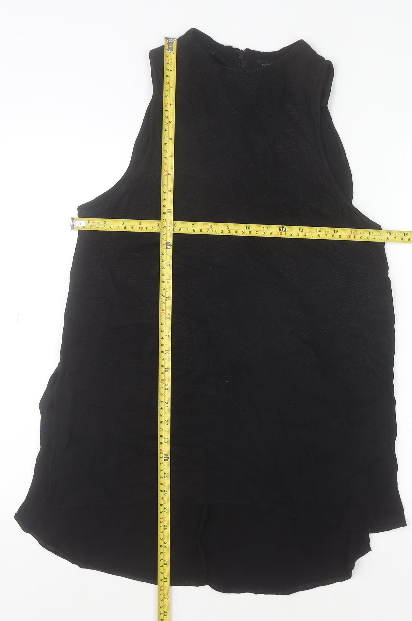 Topshop Women’s Black Hi-Low Sleeveless Shift Dress Size 10