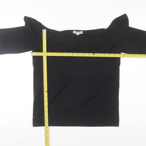 Whistles Women Black Off Shoulder Ruffle Stretch Blouse Size 16