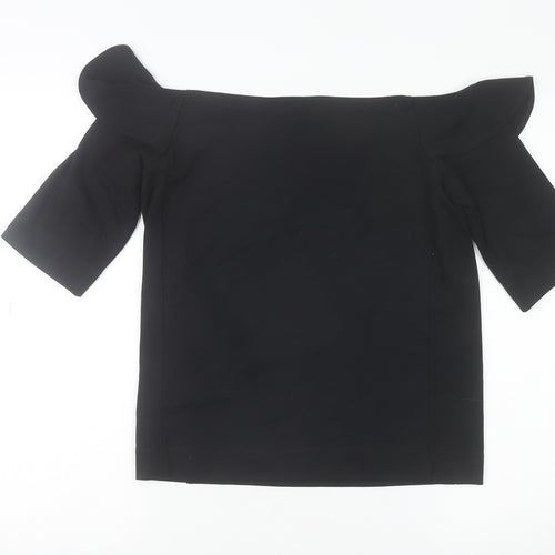 Whistles Women Black Off Shoulder Ruffle Stretch Blouse Size 16