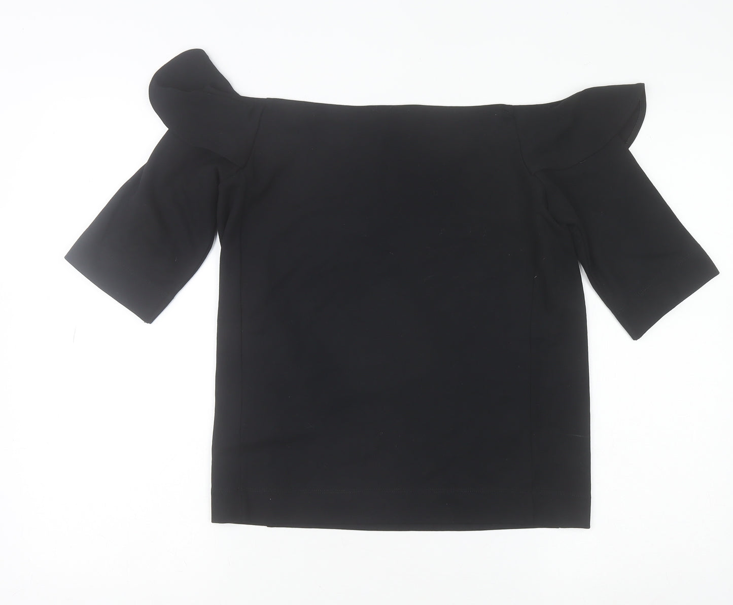 Whistles Women Black Off Shoulder Ruffle Stretch Blouse Size 16