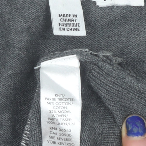 Calvin Klein Men's Grey Cotton Modal Linen Cardigan M V-Neck