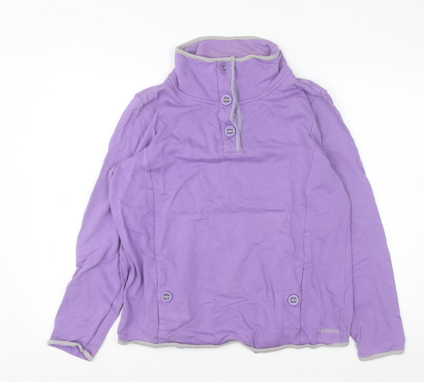 Maine New England Women’s Purple Long Sleeve Henley Sweatshirt Size 16