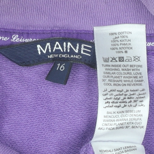 Maine New England Women’s Purple Long Sleeve Henley Sweatshirt Size 16