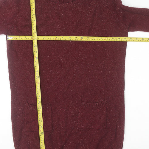 Fat Face Women Red Wool Blend Long Sleeve Crew Neck Jumper Size 12