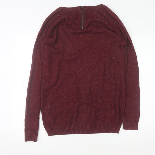 Fat Face Women Red Wool Blend Long Sleeve Crew Neck Jumper Size 12