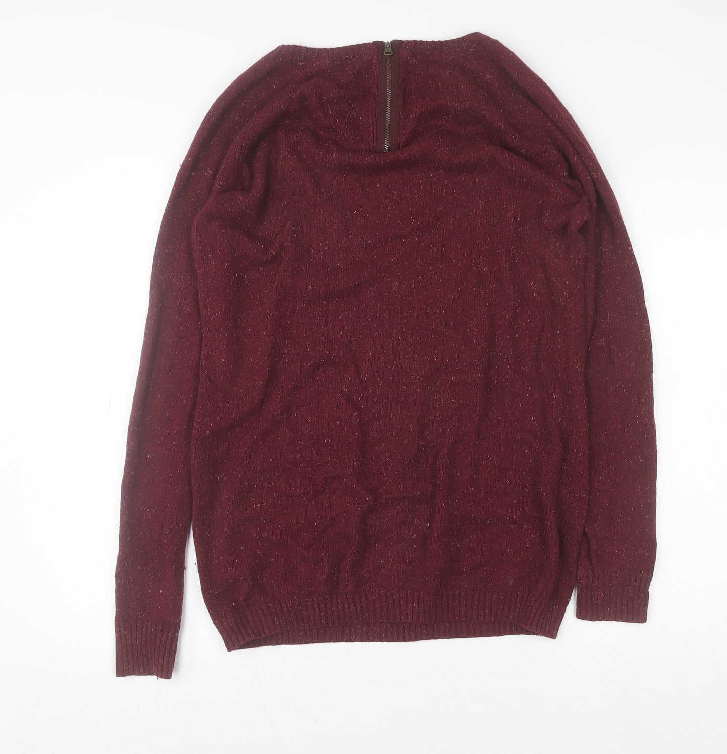 Fat Face Women Red Wool Blend Long Sleeve Crew Neck Jumper Size 12