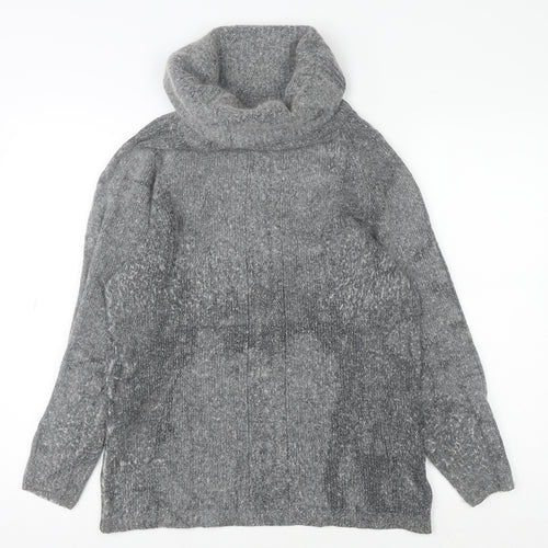 Expressions Womens Grey Silk Blend Cowl Neck Jumper Size 10