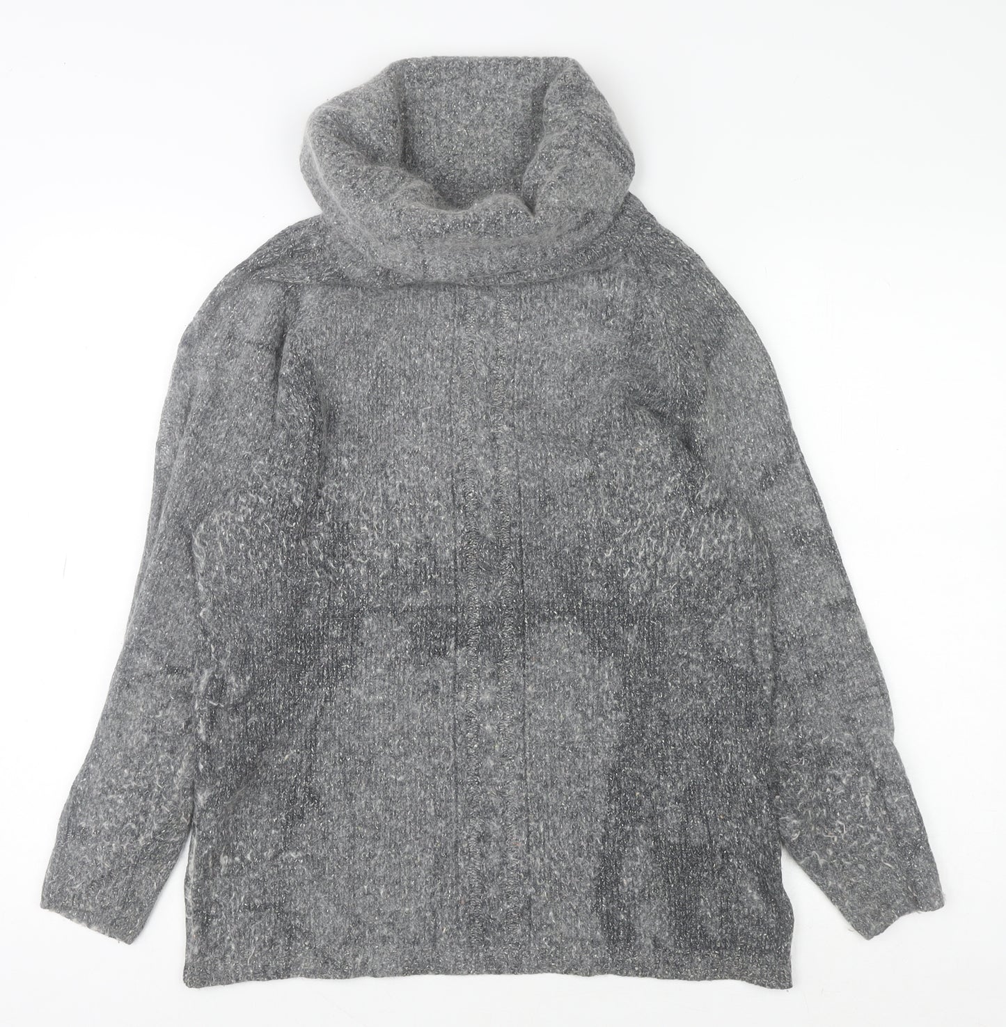 Expressions Womens Grey Silk Blend Cowl Neck Jumper Size 10